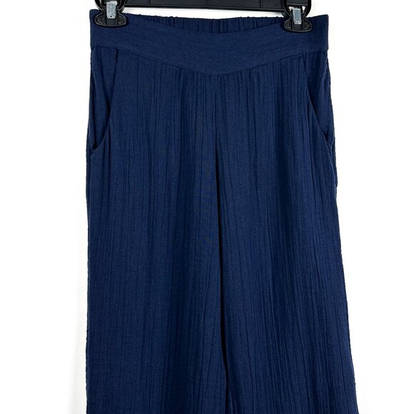 Soft Surroundings Gauze Pull-On Wide Leg Navy Blue Pants Size PXS Petite - Picture 3 of 13